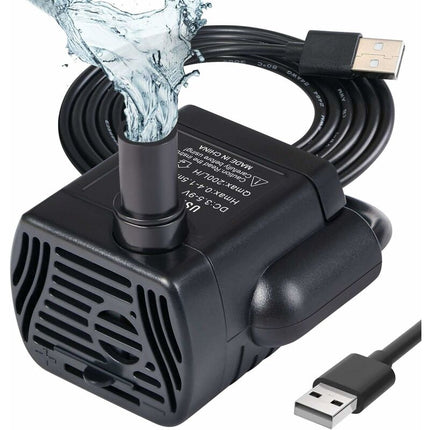 Submersible Water Pump, Aquarium Pump Adjustable 200L/H 3W Ultra-Quiet Catit Usb Pump For Pond Fish Tank Fountain Fish.