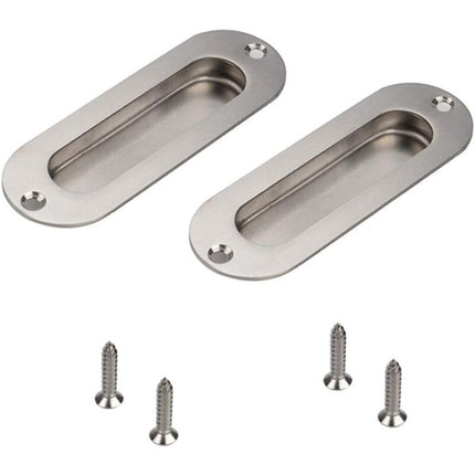Flush Door Handle 2 Pieces Brushed Stainless Steel Flush Handle Sliding Door Handle Cupboard Door Handle With Screws.
