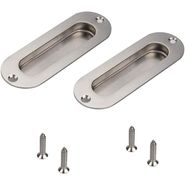 Flush Door Handle 2 Pieces Brushed Stainless Steel Flush Handle Sliding Door Handle Cupboard Door Handle With Screws.