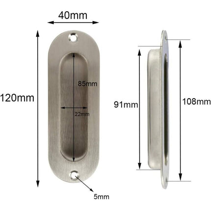 Flush Door Handle 2 Pieces Brushed Stainless Steel Flush Handle Sliding Door Handle Cupboard Door Handle With Screws.