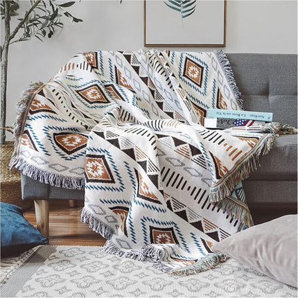 Sofa Blanket With Tassel, Couch Throws, Knitted Blanket, Aztec Ethnic Style Blanket, For Home, Office, Travel, Camping..