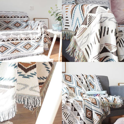 Sofa Blanket With Tassel, Couch Throws, Knitted Blanket, Aztec Ethnic Style Blanket, For Home, Office, Travel, Camping..