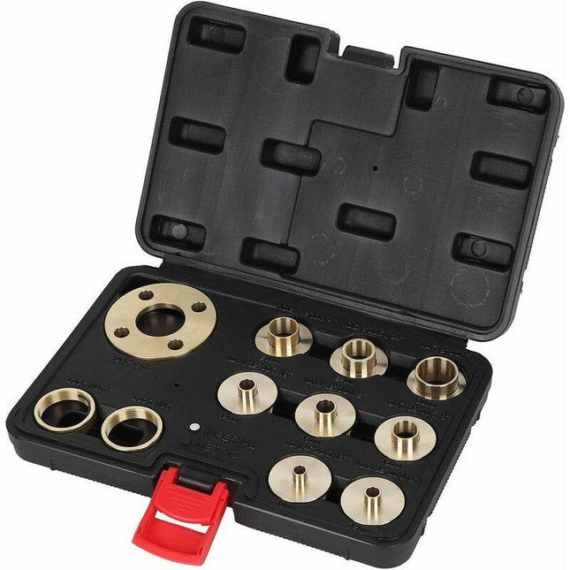 ROuter Guide Kit, 11 Pieces Imperial Size Brass ROuter Template Guide Kit, With Lock Nut Adapter With Case.