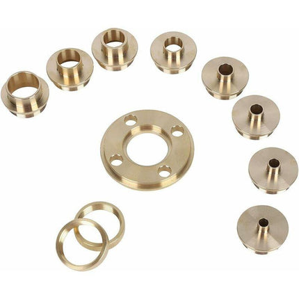 ROuter Guide Kit, 11 Pieces Imperial Size Brass ROuter Template Guide Kit, With Lock Nut Adapter With Case.