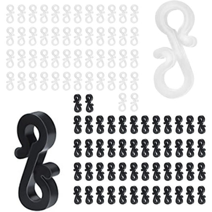 100 pcs Mini Black White Plastic Gutter Hooks With Shape Clip Outdoor Light Hooks For Wedding Christmas Halloween.