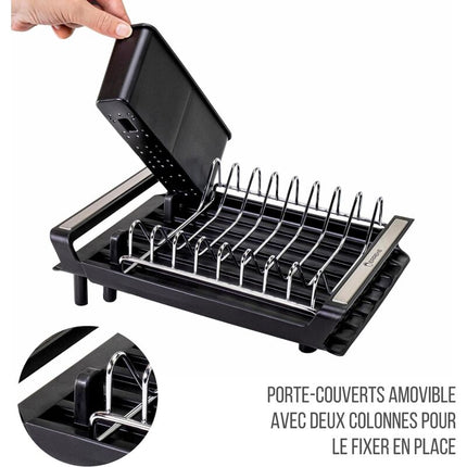 Expandable Kitchen Dish Drainer, Sink Drainer With Pouring Spout, Cutlery Holder, Plastic Foldable Drainer, 28X20 Cm.