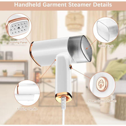 Garment Steamer, Mini Portable Iron, 30S Fast Heat-Up, 1000W, 120Ml, Travel Steamer With Brush And Measuring Cup -.