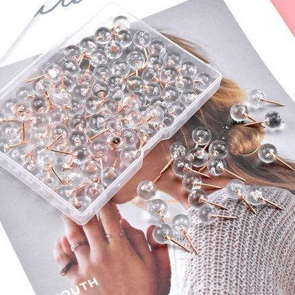 100 pcs Transparent Push Pins Cork Board Pins World Decorative Push Pins Travel Sewing Pin Wall Pins For Maps Post-It.