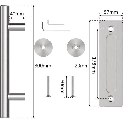 30Cm Sliding Door Handle Set, Stainless Steel Sliding Door Handle, Large Rustic Size, Suitable For Gates, Garages,.