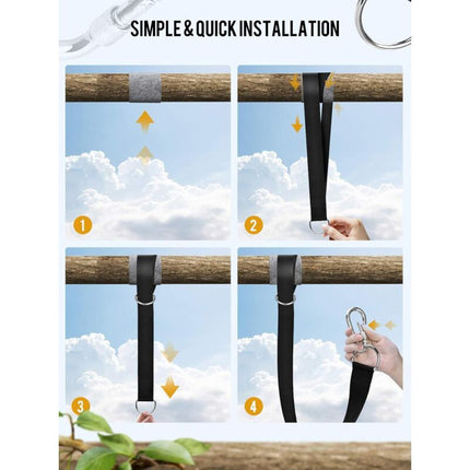 Tree Swing Straps, 158Cm Extra Long Hammock Tree Straps With 2 Safety Locking Carabiner Hooks And D-Rings, Perfect For.