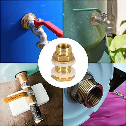 1/2 Brass Water Tank Water Pipe Connector 2 pcs 4.2Cm Brass Water Tank Socket 1/2 Inch Brass Water Connector For Rain.