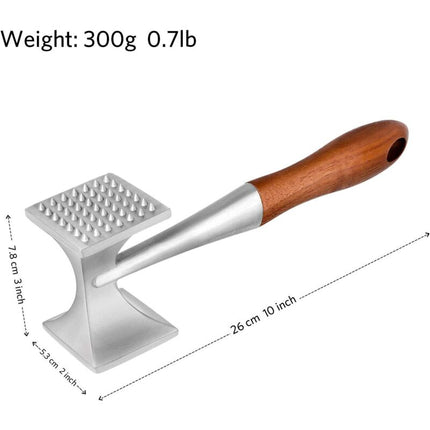 Meat Hammer, Heavy Duty Meat Tenderizer, Steak Hammer With Wooden Handle And Food Grade Zinc Alloy, 2 In 1 Kitchen.