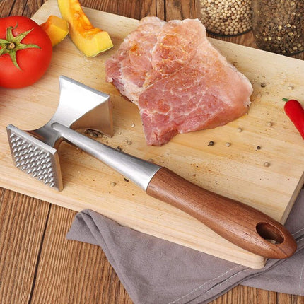 Meat Hammer, Heavy Duty Meat Tenderizer, Steak Hammer With Wooden Handle And Food Grade Zinc Alloy, 2 In 1 Kitchen.