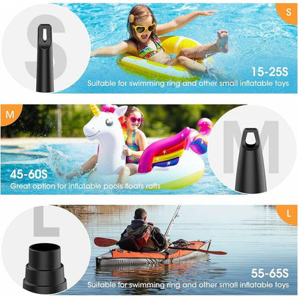 Electric Air Pump, 5000Mah Rechargeable Battery, Inflatable Mattress Inflator With 3 Air Nozzles, Fast Inflator For.