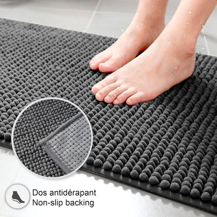 Non-Slip Chenille Bath Mat Super Absorbent And Machine Washableable For Bathroom, Shower, Bathtub Or As A Toilet Mat.
