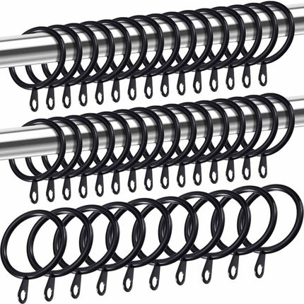 Metal Curtain Rings, Curtain And ROd Hanging Rings, 30Mm Inner Diameter Drapery Sliding Eyelet Rings (Black, 40 Pack).