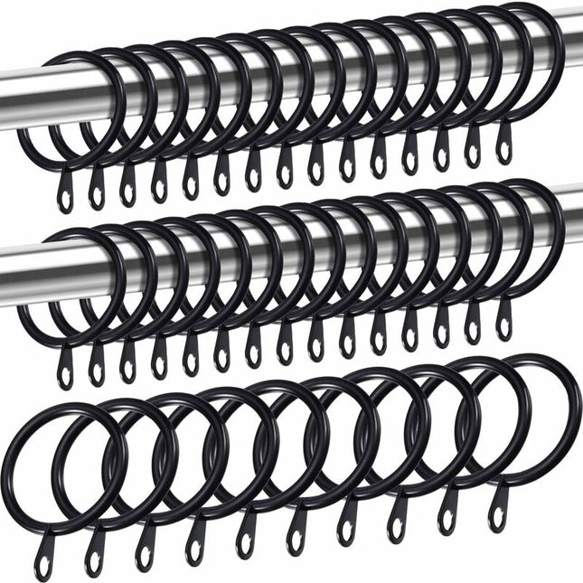 Metal Curtain Rings, Curtain And ROd Hanging Rings, 30Mm Inner Diameter Drapery Sliding Eyelet Rings (Black, 40 Pack).