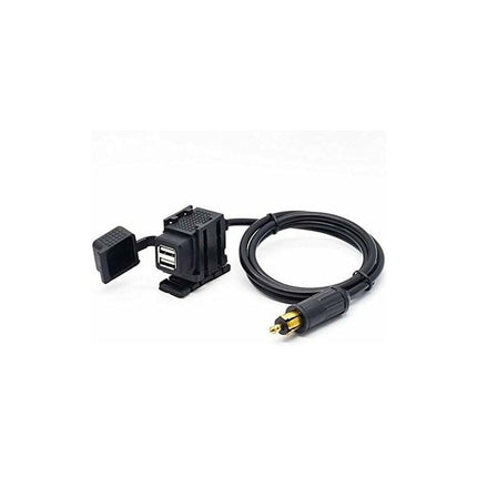 Din Hella Motorcycle Dual Usb Charger Socket Power Adapter 2.1A With 1.8M Cable For Phone / Iphone / Gps Satnav.