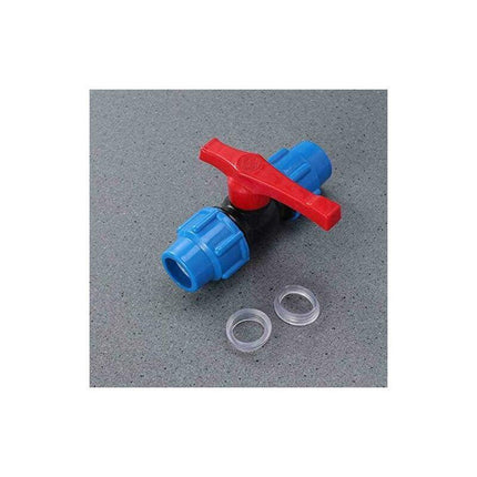 Mdpe Plastic Ball Valve - Compression Pipe Fitting With Inline Ball Valve - For Use With Water Pipe - 32Mm.
