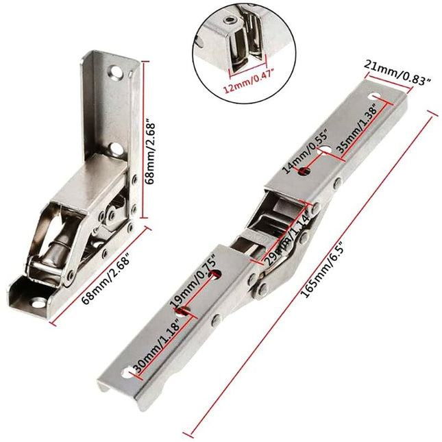 2 pcs Stainless Steel 90 Degree Folding Shelf Hinge Hidden Bracket Table Support Hinge Furniture Accessories Folding.