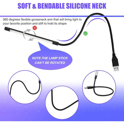 2 Pieces Usb LED Reading Lights Stick Flexible Usb Book Light Dimmable LED Usb Light Touch Gooseneck For Laptop Book.