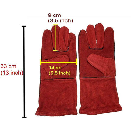 Heavy Duty Large Heat Resistant Leather Lined Welding Gloves For Wood Stove Log Burner Bbq, Gardening Gloves For Men.