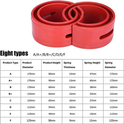 Shock Absorber Spring Buffer 2Pc Universal Car Red Bumper Cushion Car Shock Absorber Spring Bumper Type(D).