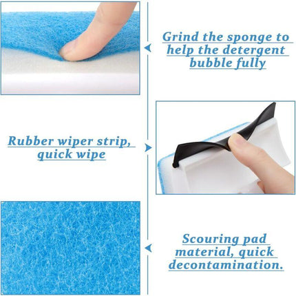 2 In 1 Cleaning Brush, Window Squeegee With Sponge, Cleaning Tools For Mirrors, Windows, Tiles, Car Glass.