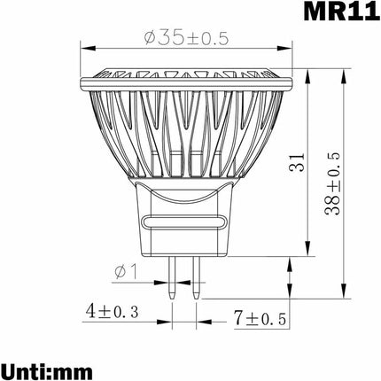 LED Bulb Mr11 Gu4 Spotlight 3W 12 Volt Super Bright Equal To 35W Halogen Bulb 280Lm 30° Beam Angle Cool White 6000K.