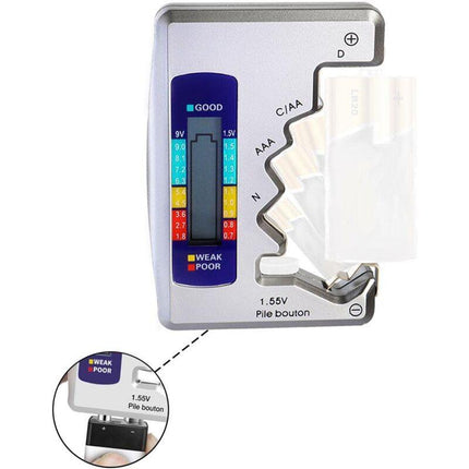 Universal Digital Battery Tester For Aaa Cdn 9V 1.5V Button Cell Mini Batteries.