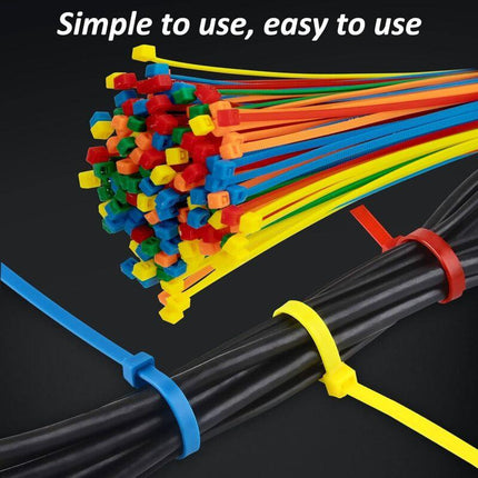 500 Pieces Colorful Plastic Cable Ties 200Mm X 2.8Mm Self-Locking Nylon Electrical Cable Ties For Gardening Cable.