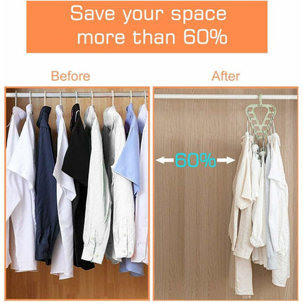 Magic Hanger Organizer, Space Saving Multi-Function Coat Rack Hangers, 9 Hole Triangle Multifunctional Non-Slip Hanger,.