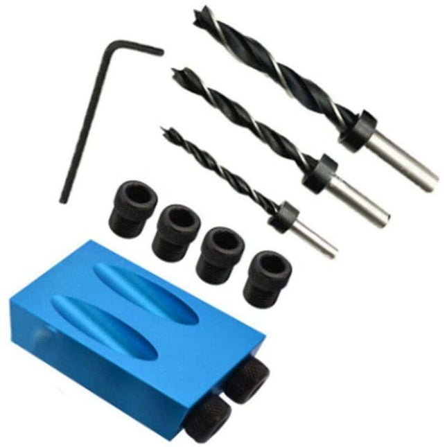 15 Degree Angle Drilling Kit For Wood With Guide Template Drill Bits And Holes 6/8/10Mm.