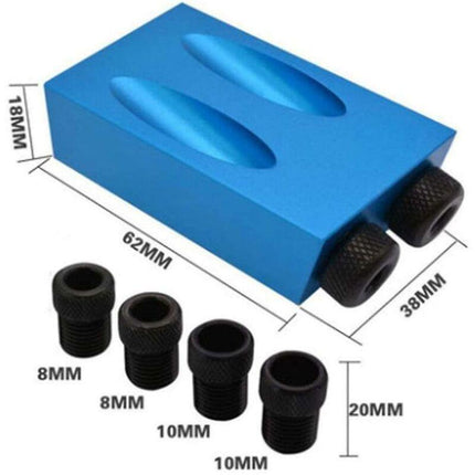15 Degree Angle Drilling Kit For Wood With Guide Template Drill Bits And Holes 6/8/10Mm.