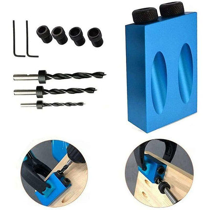 15 Degree Angle Drilling Kit For Wood With Guide Template Drill Bits And Holes 6/8/10Mm.