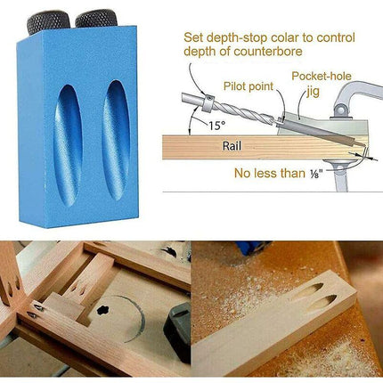 15 Degree Angle Drilling Kit For Wood With Guide Template Drill Bits And Holes 6/8/10Mm.