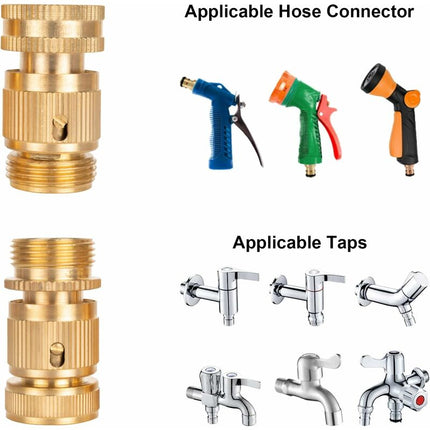 2 pcs 3/4 Inch Brass Quick Connect Garden Hose Connectors.