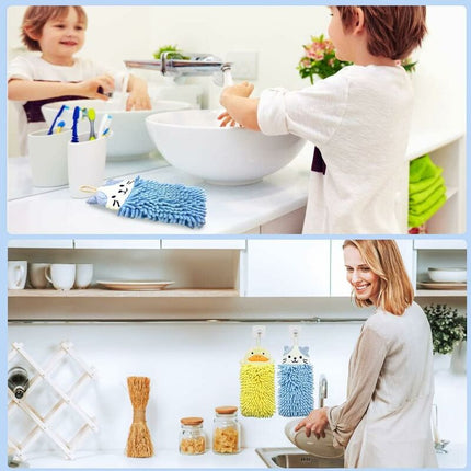Cute Animal Hanging Hand Towel, Soft And Plush Microfiber Towel Quick Dry Absorbent Towels With Hanging Loop For.