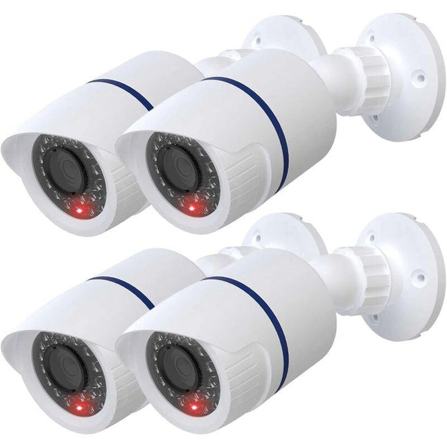 Dummy Dome Camera Simulated Fake Cctv Security Indoor Outdoor With LED Light, Security Alert Warning Sticker, 4 Pack,.