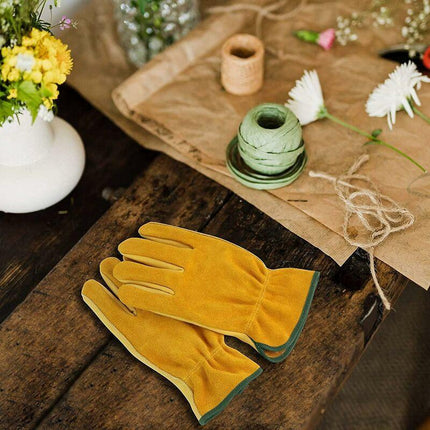 Cowhide Work Gloves, For Drivers, Diy, Gardening, Storage, Farm Work, Multifunctional (L, Yellow).