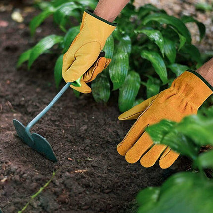 Cowhide Work Gloves, For Drivers, Diy, Gardening, Storage, Farm Work, Multifunctional (L, Yellow).