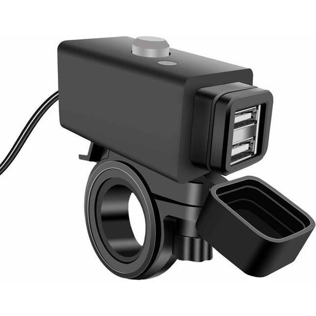 Waterproof Motorcycle Usb Charger With Switch 5V Dual Ports.