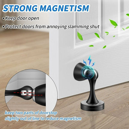 Magnetic Door Stop Brushed Stainless Steel Satin Nickel Black Floor Mounted For Bedroom Bathroom Kitchen Office.