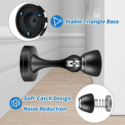 Magnetic Door Stop Brushed Stainless Steel Satin Nickel Black Floor Mounted For Bedroom Bathroom Kitchen Office.