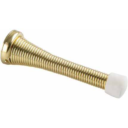 12 Pack Spring Door Stops - Polished Brass.