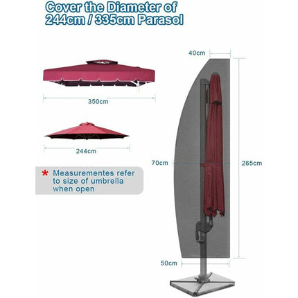 Parasol Cover, Parasol Cover, Waterproof Garden Umbrella Cover, 265X40/70/50Cm/Anti-Uv, Wind, Discoloration, For.