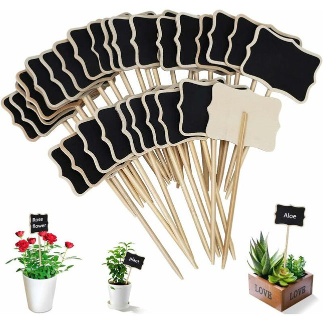 Garden Label 30 Pieces T-Type Waterproof Wooden Plant Labels Slate Plant Tags For Garden Seeds Trees Herbs Flowers.