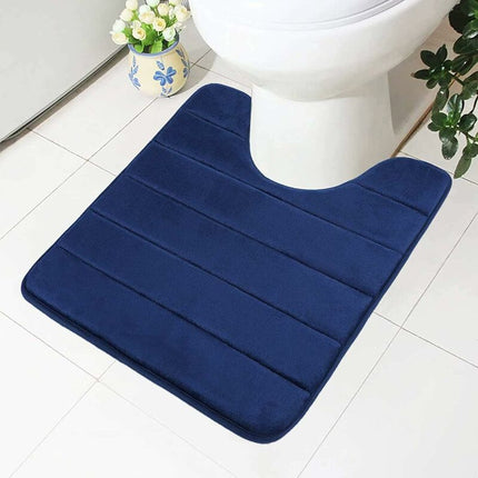 Memory Foam Bath Mat Non-Slip Backing Soft Water Absorbent Bath Mat For Toilet Bathroom, Memory Foam, Navy Blue, 50 X.
