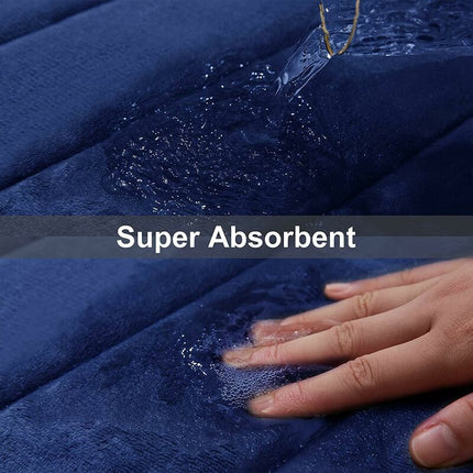 Memory Foam Bath Mat Non-Slip Backing Soft Water Absorbent Bath Mat For Toilet Bathroom, Memory Foam, Navy Blue, 50 X.