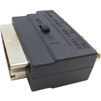 Rgb Scart 21 Pin Male To 3 Rca Av Female Converter + Video Adapter (Black).